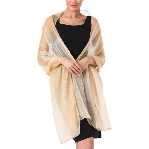 Crepe Shawl for Women, Elegant Sheer Shawls and Wraps for Formal - Picture 3 of 5
